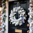 Chuangdi 30 Pcs Blue Velvet Ribbon Bows Christmas Tree Ornaments 5x9 Inch Vintage Blue White Double-Sided Premade Velvet Gift Wrapping Bows for Tree Garland Wreath Xmas Decorations, 3/8'' Wide