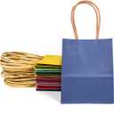 qiqee 100Pcs Mini Size Paper Gift Bags with Handles - 4.5"2.5"6" Kraft Small Party Bags - 16 Solid Colors