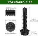 Mellewell #10 x 1-1/4" Hex Washer Head Self Drilling Screws, 410 Stainless Steel Self Tapping Sheet Metal Screws, Black Finish, 50 PCS