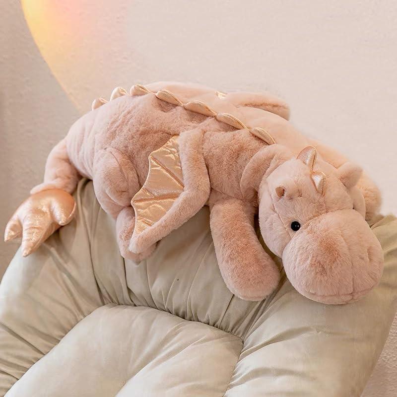 27.6" Pink Dragon Stuffed Animal, Small Soft Dinosaur Plush for Kids and Adults, Sturdy Fluffy Plushie Pillow