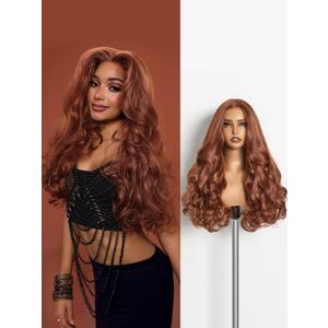 GORGIUS Copper Red Loose Wave Lace Front Wig Glueless Synthetic Wig