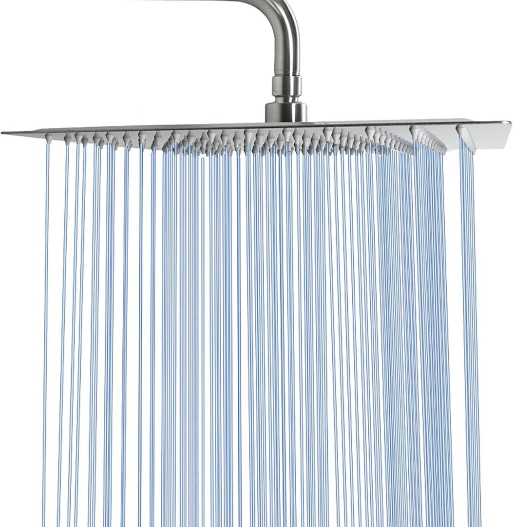 NearMoon Rain Shower Head, High Flow Stainless Steel Square Rainfall Shower, Waterfall Bath Shower Body Covering, Ceiling or Wall Mount (16 Inch, Brushed Nickel)