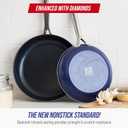 Blue Diamond 9.5” and 11" Frying Pan Skillet Set, Diamond Infused PFAS & PFOA-Free Ceramic Nonstick Pots & Pans, Durable Non Toxic Metal Utensil Safe & Scratch Resistant, Dishwasher & Oven Safe, Blue
