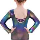 Zaclotre Team Basic Leotards for Girls Long Sleeve Crisscross Ballet Dance Gymnastic Outfits for Kids (8-9 Years, Sparkle Colorful Black)