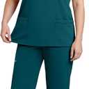 Scrubs for Women Set - Stretchy V-Neck Top & Jogger Pants, 8 Pocket, Medical Uniform, Workwear for Nurses (Large, Green)