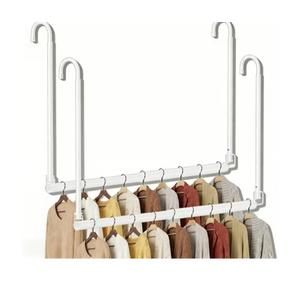 Hanging Closet Rod Adjustable Width Height Closet Rod For Hanging Clothes White 2 Pack Closet Extender Hanging Rod Clothes SpaceSaving Hanging Bar Organizer