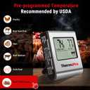 ThermoPro TP16 Large LCD Digital Cooking Food Meat Thermometer for Smoker Oven Kitchen BBQ Grill Thermometer Clock Timer with Stainless Steel Temperature Probe (Light Silver)