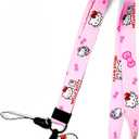 FBTLDS Hallo Kitty Lanyard for Keys and Women, Lanyards for ID Holder, Cute Kawaii Anime Pink Lanyard Pack of 2
