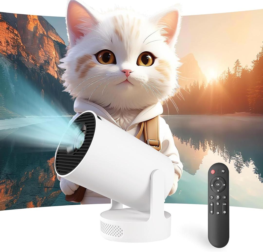 Mini Projector with WiFi and Bluetooth, Portable Projectors with Mouse, 40-200" Smart Outdoor Movie Projector 4K 1080P Support, 180 Rotatable Home Vedio Projector Compatible with HDMI/USB/Smartphone