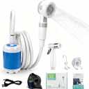 Portable Camping Shower Pump - Rechargeable Outdoor Shower Head Sprayer, Pumps Water from Bucket. Experience Refreshment Anywhere, Perfect for Camping, Hiking, Travel, Car Washing & Pet Cleaning