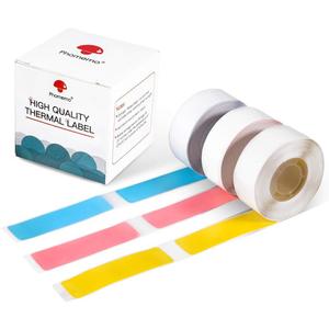 Phomemo D30 Thermal Label, self-Adhesive Paper,1/2"*1 7/8" (14mm * 50mm), Compatible with PhomemoD30 Label Printer, Suitable for Home, Office, School, 130 Labels/roll, 3 RollBlue/Pink/Yellow