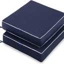 MIULEE 24 x 24 x 4 Inch Outdoor Chair Cushions,Waterproof Seat Cushions for Patio Furniture Garden with Ties Patio Chair Cushions Set of 2,Navy