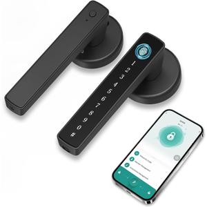 Fingerprint Door Lock Biometric Smart Door Knob Keyless Entry Door Lock One-Touch Lock & Unlock Electronic Touchscreen Keypad Lock with Handle, Door Locks for Front Door Bedroom Hotel Office Apartment