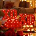 Valentines Day XOXO Letters Decoration - 6Pcs Red Marquee Letter Lights with Heart Sign, LED Light up XOXO Letters for Valentines Day Window Table Home Bedroom Fireplace Indoor Decor, Battery Powered, 8.6''