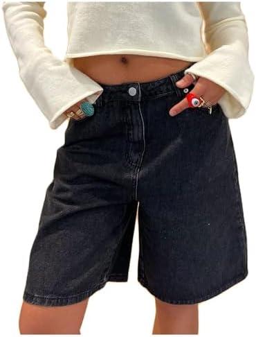 Women Y2K Baggy Denim Shorts Loose Mid Rise Cargo Long Jean Shorts Summer Wide Leg Distressed Carpenter Jorts at Amazon Womens Clothing store Small