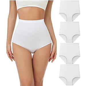 wirarpa Women's Underwear Cotton Super High Waisted Briefs Stretch Full Coverage Panties 4 Pack, XL