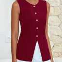 PRETTYGARDEN Blazer Vest Tops for Women Sleeveless Button Down Business Casual Outfits Work Suit Vests Waistcoat (Red, S)