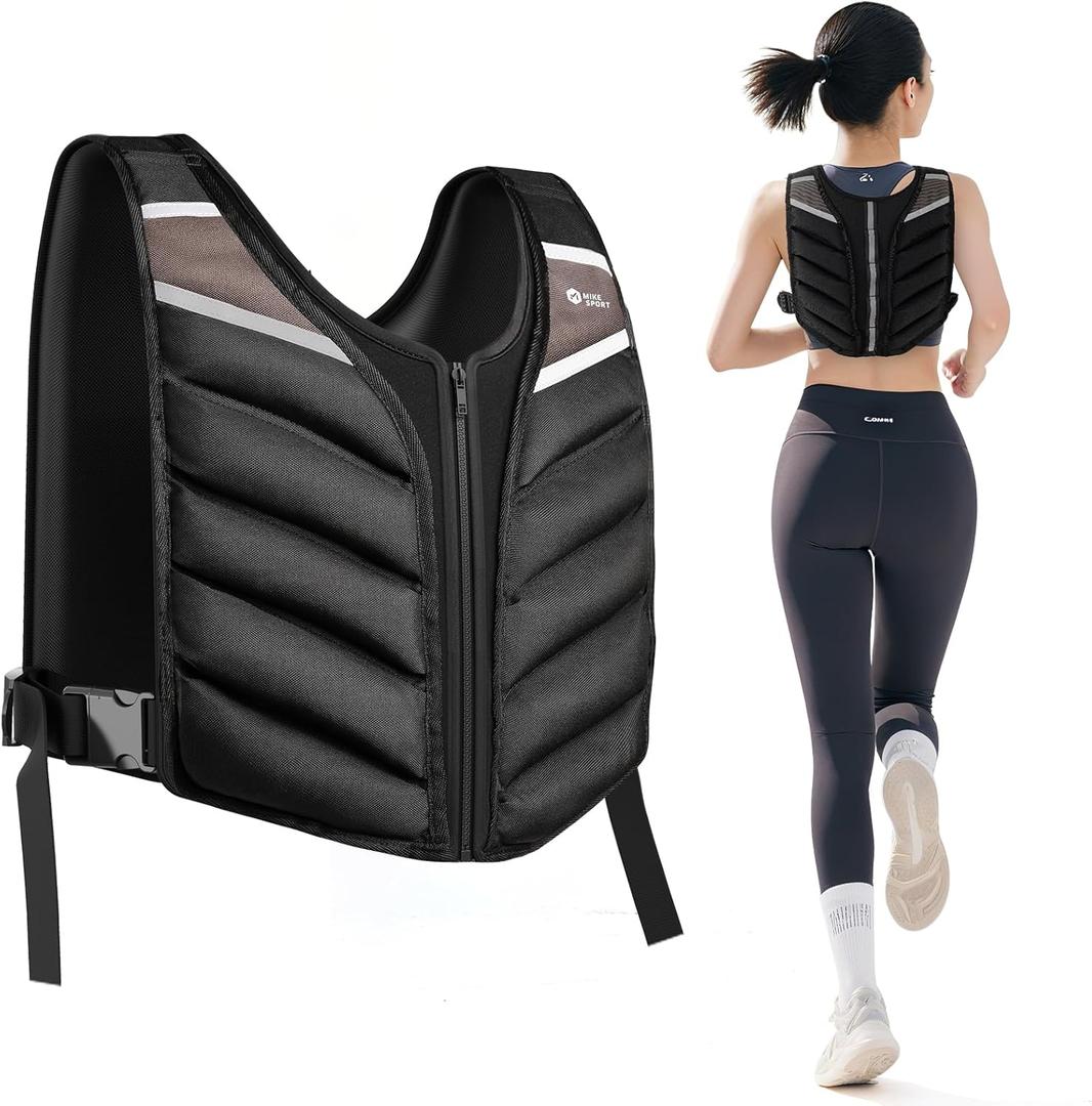 Weighted Vest,10lb/15lb/20lb Weight Vest with Reflective Stripe for Men Women Kids,Body Strength Training Weight Vest for Fitness,Workout,Running,Training (Black)