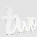 2nd Birthday Decorations Two Sign for Second Birth Day Table Centerpieces White Letter Wooden Photo Booth Props for 2 Year Old Birthday Party Decorations Supplies(6.2x12.6inch)