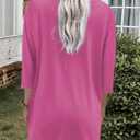 Poetsky Womens Tunic Tops for Leggings with Pockets Vneck 3/4 Length Sleeve Shirt Casual Long T-Shirts S-3XL (Pink, S)