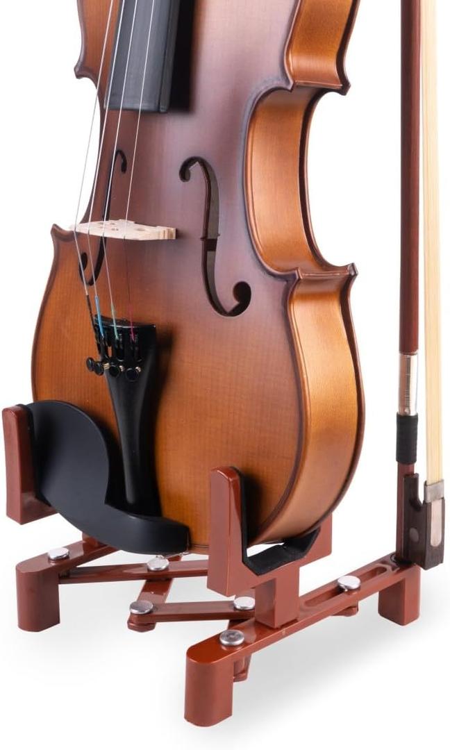 Violin Stand Musical Instrument Stand with Bow Holder for Violin,Portable and Foldable (Red)