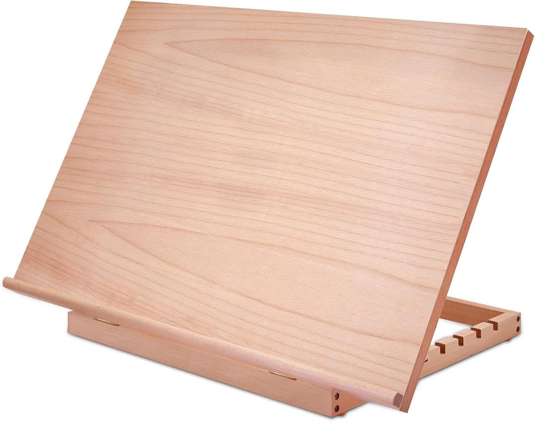 Large Artist Drawing & Sketching Board, 6-Position Adjustable Wood Drafting Table Easel, 24.8" L x 16.5" W (A2) Art Easel for Artist, Beginners, Students