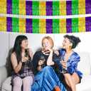 10 Pack 10 Feet Mardi Gras Foil Fringe Garland Mardi Gras Parade Float Fringe Metallic Streamers Tinsel Fringe Banner for Birthday Party Decor St Patrick Halloween Christmas Decoration (Green Gold Purple)