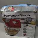 Hamilton Beach 6-Speed Electric Hand Mixer with Whisk, Traditional Beaters, Dough Hooks, Snap-On Storage Case, 275 Watts, Red