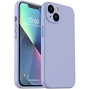 rumlick for iPhone 13 Case, Liquid Silicone Case with [Screen Protector] [Full Camera Protection], Soft Microfiber Lining Phone Case 6.1 inch (Purple) Pack of 2