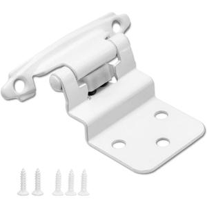 3/8 Inch Inset Semi Concealed Cabinet Hinges White, (10 Pairs - 20 Pack) Self Closing Hinge for Cabinets Doors, Kitchen Cabinets Door Hinges Hardware
