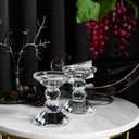 2-Pack Crystal Candle Holders, Clear Crystal Taper or Pillar Candlesticks, Table Centerpiece Home Decor for Wedding, Dining, Party(4.9in Tall)