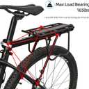 ROCKBROS Rear Bike Rack Bike Cargo Rack Adjustable Bicycle Luggage Carrier Rack Rear Quick Release Mountain Bike Pannier Rack with Elastic Band and Reflector, Most 165 lbs Capacity