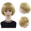 Girls Golden Mushroom Wig Short Bob Wig With Bangs Blonde Bowl Cut Wig Cap For Women