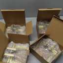 EHOMEWARE 4 Pcs Door Handles Keyed Alike, Satin Brass Door Knobs Interior Modern Door Hardware & Locks, Heavy Duty Door Knobs with Lock and Key, Entry Exterior Door Levers