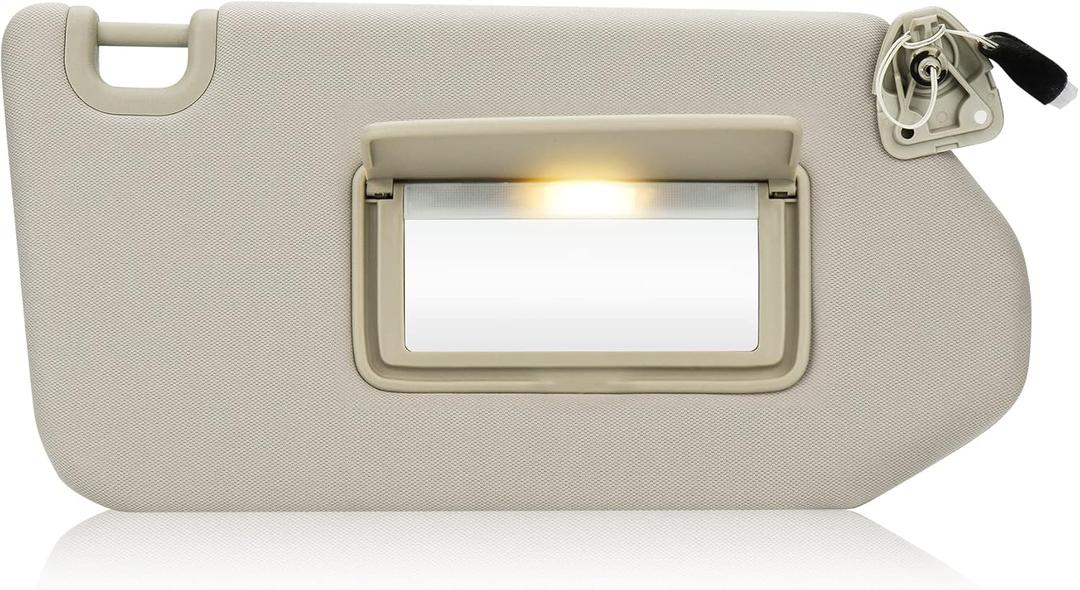 TadaMark Right Passenger Side Sun Visor Fit for Nissan Pathfinder 2013 2014 2015 2016 2017 2018 Infiniti QX60 2014 2015 2016 2017 Infiniti JX35 2013 Beige with Light Replace # 96400-9PB0A