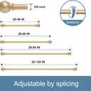 Gold Curtain Rods for Windows 28 to 48 Inch, 2 Pack 5/8" Diameter Heavy Duty Metal Stainless Steel Adjustable Small Drapery Rod With Bracket