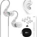 MEE audio M6 Sport Wired Earbuds, Noise Isolating In Ear Headphones, Sweatproof Earphones for Running/Gym/Workouts with Dynamic Enhanced Bass Sound, Memory Wire Earhooks, 3.5mm Jack Plug (Clear)