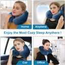 Travel Neck Pillow for Airplane, Compact Inflatable Neck Pillow for Traveling Long Flights, Adjust Firmness Neck Suport Pillow for Sleeping Plane Head Rest for Travel Accessories,Deep Blue (Medium)