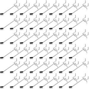 Moxweyeni 100 Pcs Pegboard Hooks Peg Board Organizer Accessories Holders Hanging Stainless Steel Display Wall Hooks for 1/8 and 1/4 Pegboard Wall for Garage Storage Tools (4 Inch)