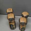Bloomingville Wood Salt and Pepper Mills with Inlaid Circles Design, Natural and Black, Set of 2