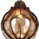 SLAWA Outdoor Pendant Lights for Porch, Vintage Exterior Hanging Lantern with Spherical Glass Lampshade, Bronze Aluminum Fixture for Gazebo, Entry, Yard (Small-7" x 13")