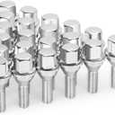 M12x1.25 Lug Bolts, 20PCS Upgraded One-Piece Solid Chrome Wheel Lug Bolts, 19mm Hex 28mm Shank Length Compatible with Jeep Cherokee Renegade Compass, Replaces OEM 53182366 6511051AA (Anti Rust Design)