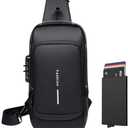 Crossbody Sling Bag with RFID Card Holder, Anti Theft Waterproof Chest Bag for Men and Women, Compact Travel Phone Bag