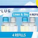 Febreze Plug In Air Freshener, Odor-Fighting Scented Oil Refill, Linen & Sky Scent, 4 Refills