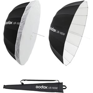 Godox UB-165W 65" 165cm Black White Parabolic Deep Reflective Umbrella Studio Soft Light 65in Large Umbrella with Withe Diffuser Cover for Photography Video Studio Shooting (63")