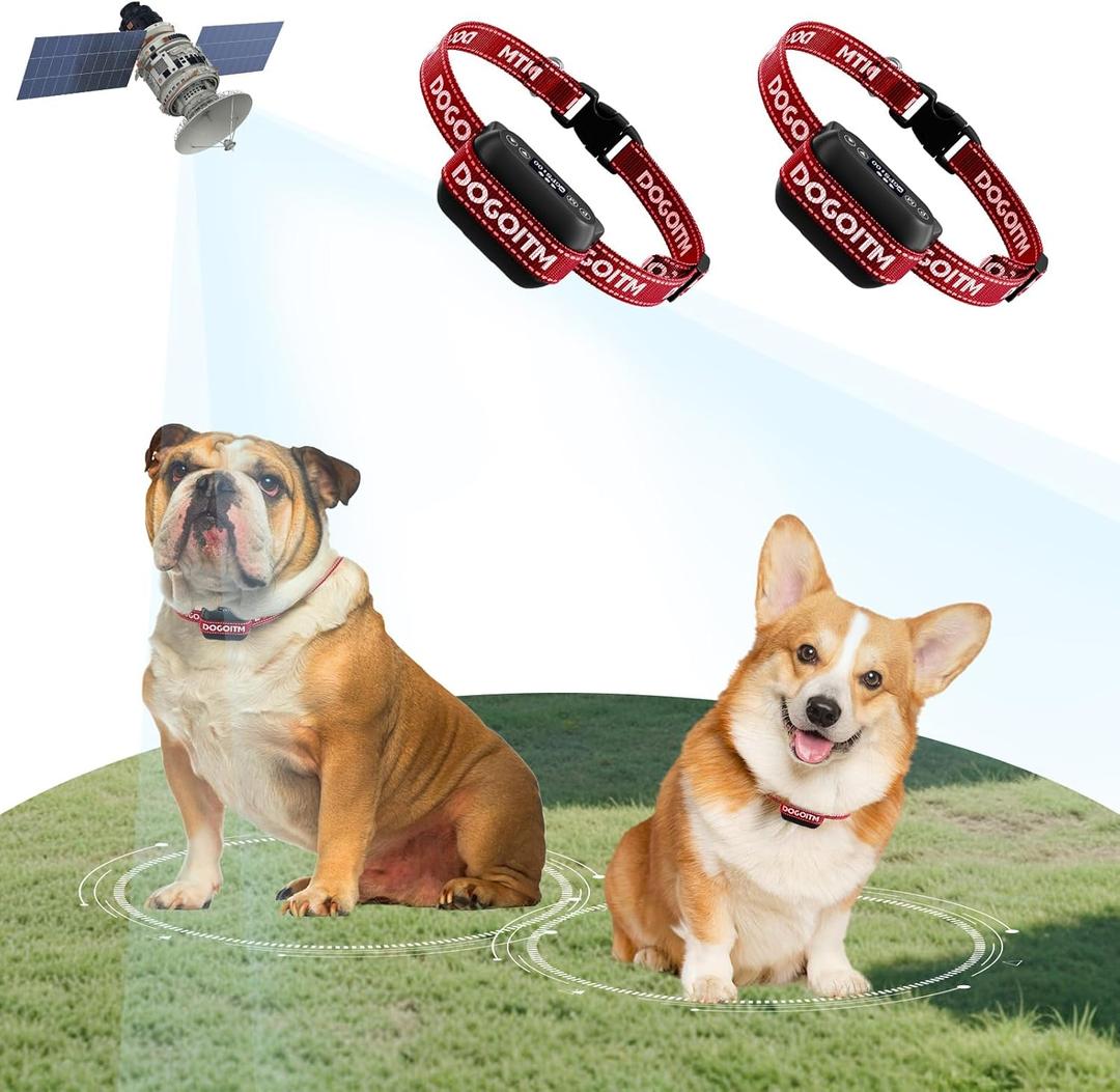 Wireless Dog Fence for 2 Dogs, GPS Wireless Dog Collar with 3 Warning Modes, Pet Containment System with AI Smart Signal, Electric Fence Collar for Outdoor Use(2 Collars)