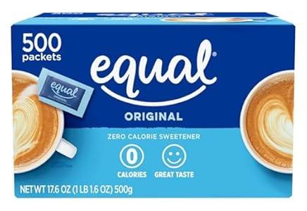 EQUAL 0 Calorie Sweetener, Sugar Substitute, Zero Calorie Sugar Alternative Sweetener Packets, Sugar Alternative, 500 Count, BB Date: 01/24/27