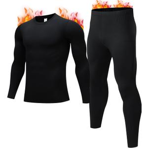 JZCreater Thermal Underwear for Men, Mens Long Johns Thermal Underwear Set, Fleece Lined Base Layer for Cold Weather (Black, XXXL)