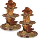 Zopeal 2 Pack Western Cowboy Cupcake Stand Party Decoration Western Birthday Cupcake Holder Cowboy Theme Cake Holder Cowboys Birthdays Dessert Stand for Baby Shower Birthday Party Supplies