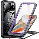 Temdan for Google Pixel 9 Pro Case Waterproof, Built-in Lens & Screen Protector[Full Body Shockproof][Military Dropproof][Dustproof][IP68 Underwater]Protective Cover for Pixel 9 Pro 6.3”-Purple/ Clear